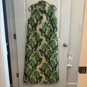 Chic Green Leaf Print Maxi Dress